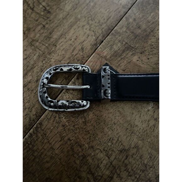 Brighton Belt Vtg 1995 Black Leather Silver Tone Concho Medallions Size Small - Picture 6 of 15